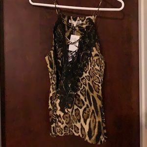 WAYF Posie Lace up V-Neck Trim Camie